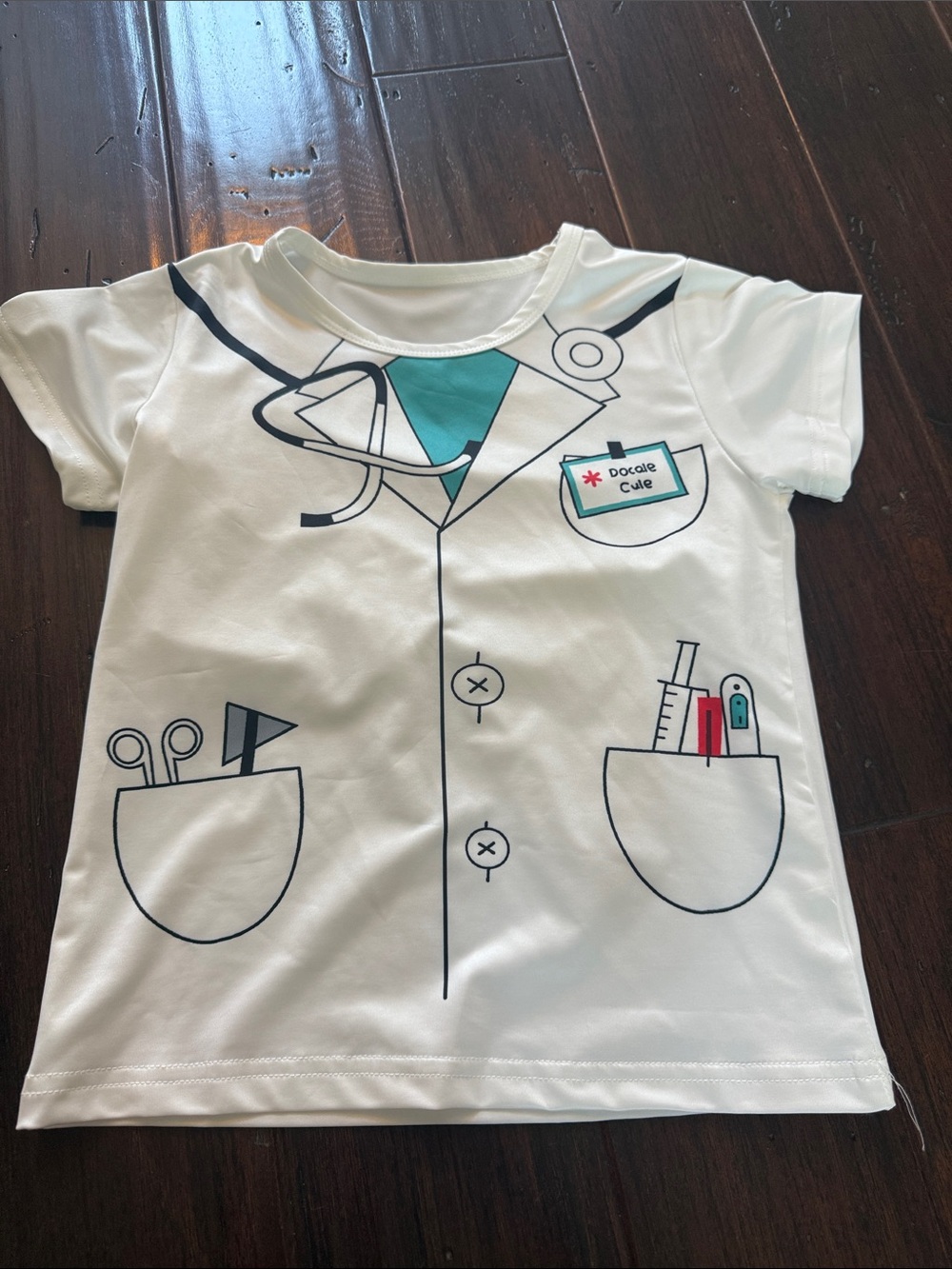 White Kids Doctor Costume Tee with Teal Accents